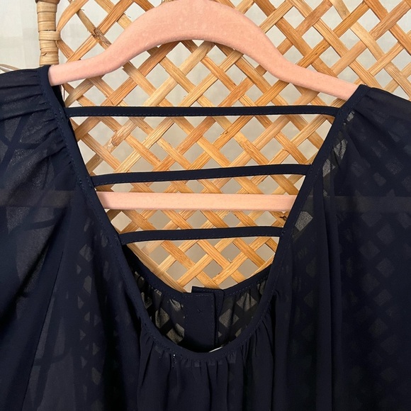 Agaci Sheer Navy Blue Blouse - Picture 4 of 10